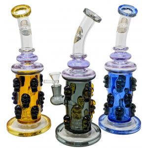 On Point Glass - 10" Assorted Skull Face Wall Showerhead Perc Straight Water Pipe - [ABC20]